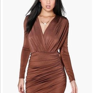 Slinky Wrap Long Sleeve Bodycon Dress